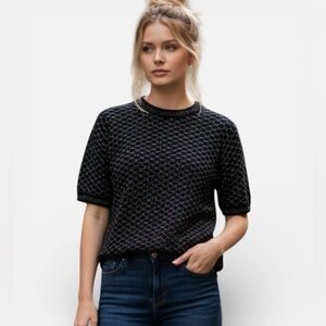 Vintage 80’s Bellocco Kenneth Too Rainbow Shimmer Short Sleeve Sweater